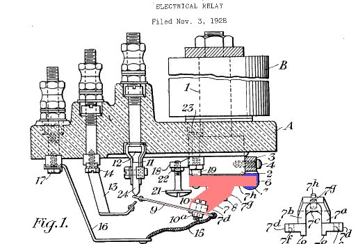 Patent drawing of a relay